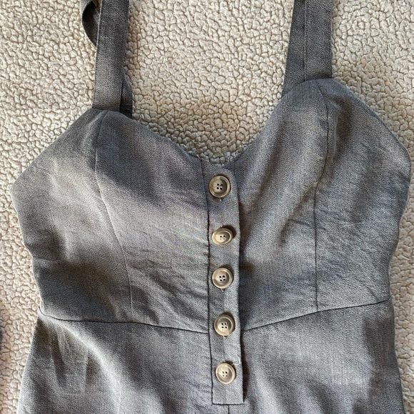 Hem & Thread Pants Jumpsuit Front Buttons Tie Back, Wide Leg Size: Small - Picture 5 of 15